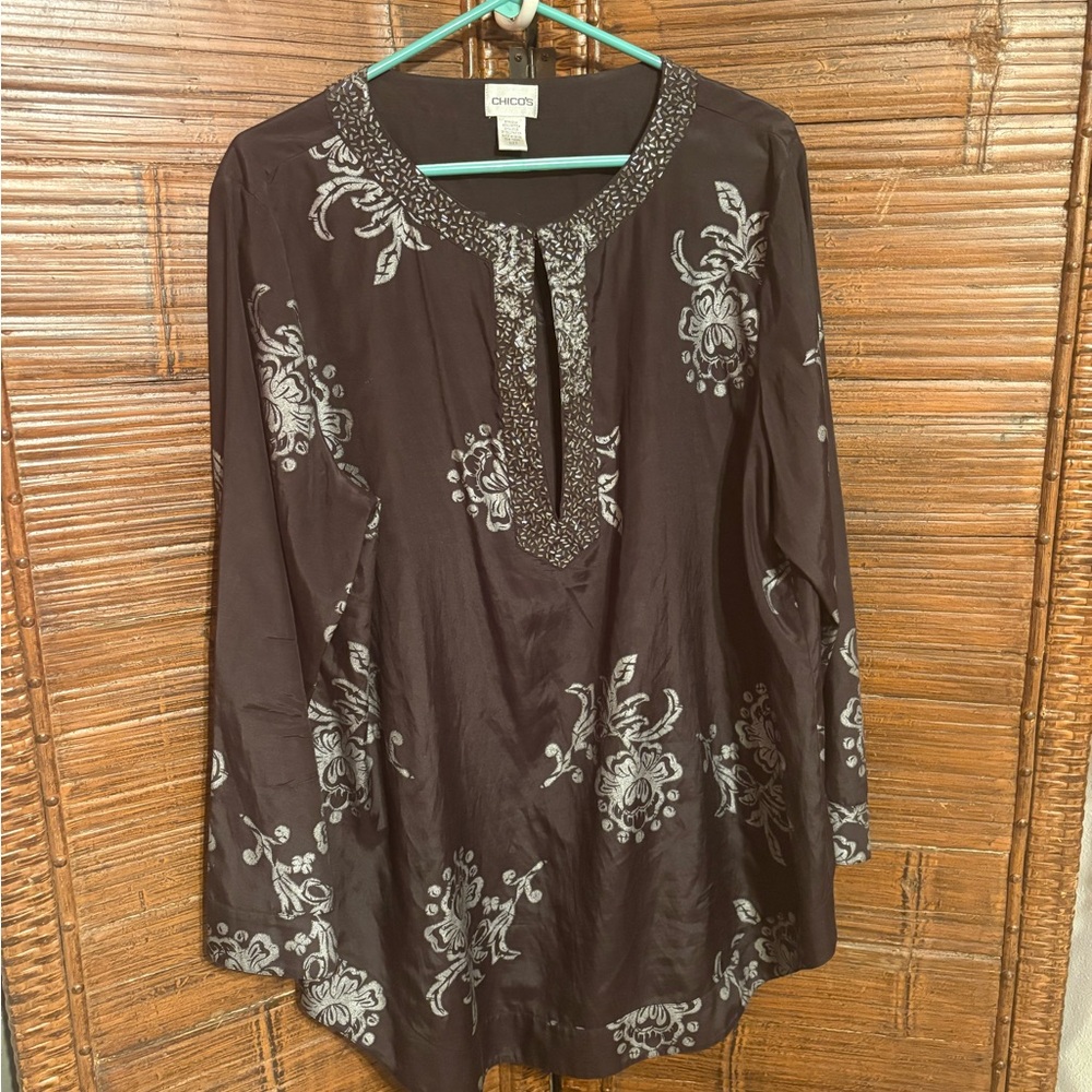 Chico's Silk/Cotton Black Blouse